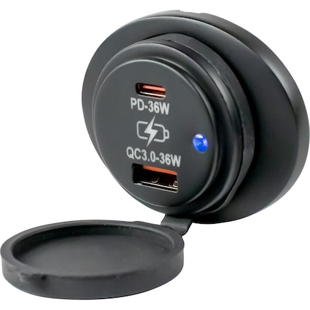 Sea-Dog Oval Surface Mount USB 3.0 &amp; USB-C Power Socket 426535-1